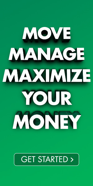 Green box with text Move Manage Maximize Your Money