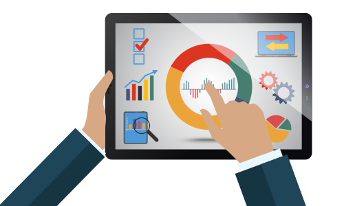 Illustration of a person using a money management tool