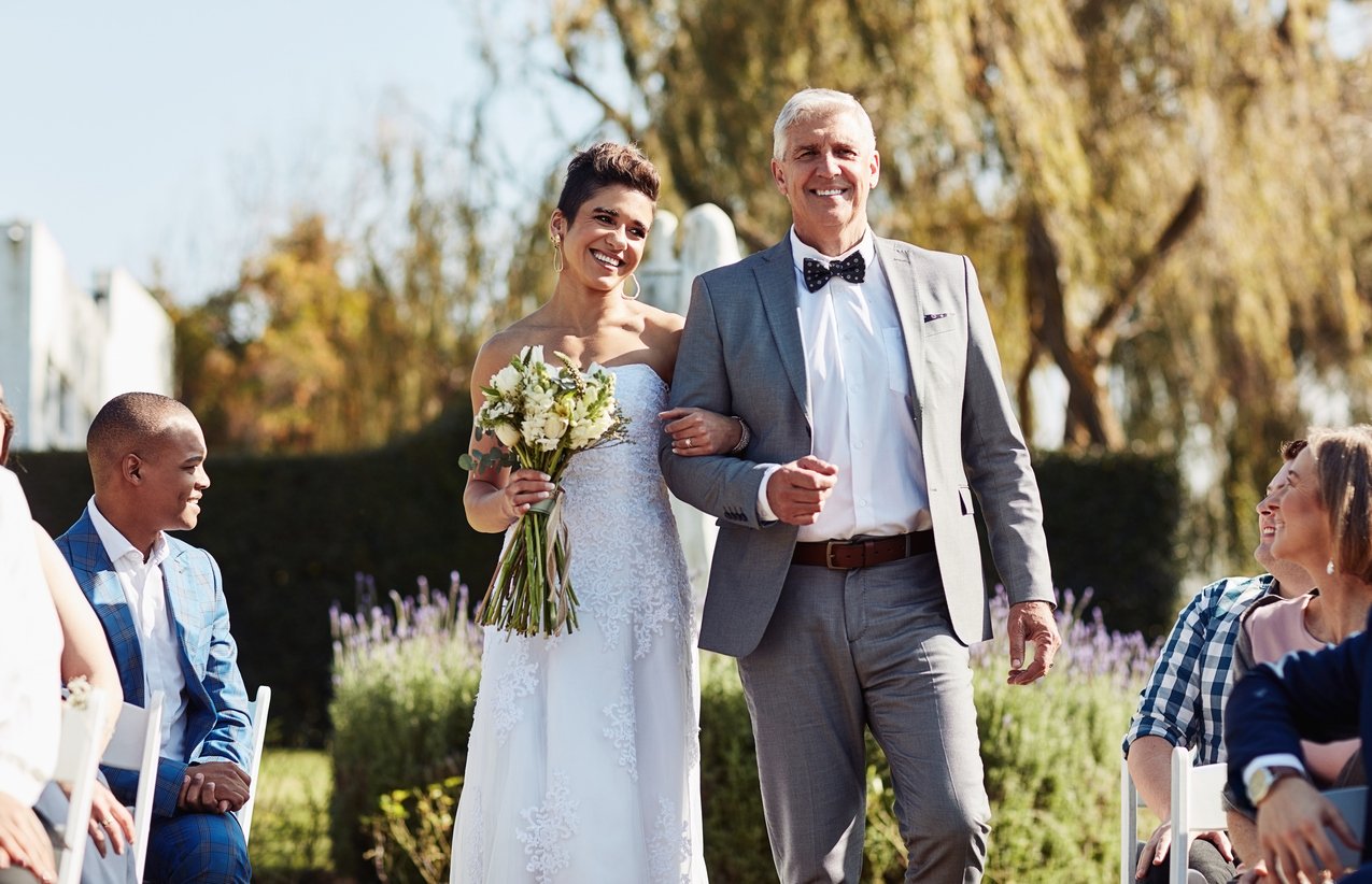 A father paying for his daughter's wedding.