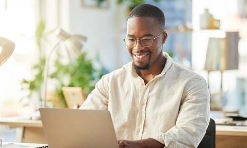 Businessman working on his laptop 