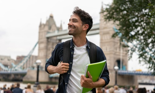 Student studying abroad in London