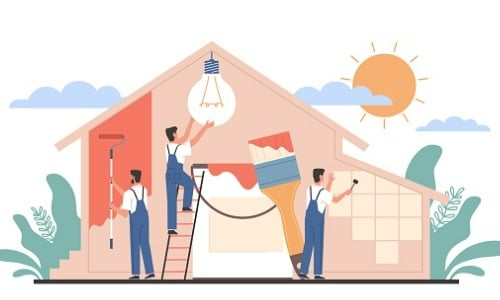 Illustration of home repair workers