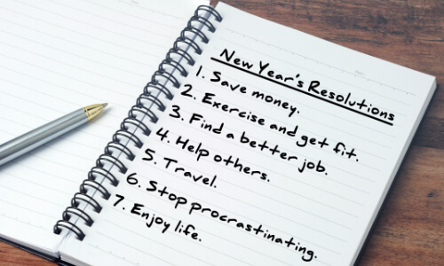Booklet full of new years resolutions