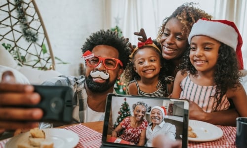 A family celebrating Christmas