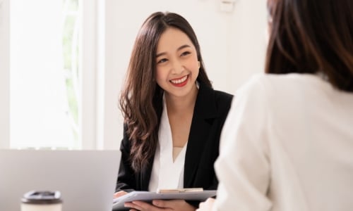 A person being interviewed for a new job