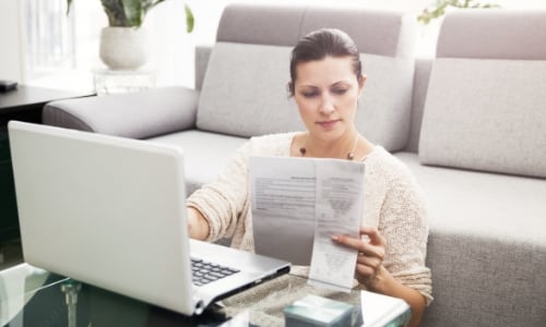 A person working on tax forms