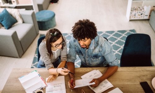 A couple discussing finances