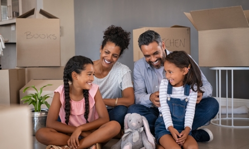 A family preparing to move into a new home