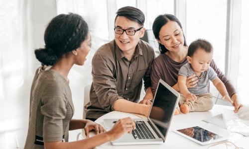 A couple working with a tax planner