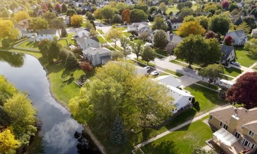 Arial view of a housing subdivision