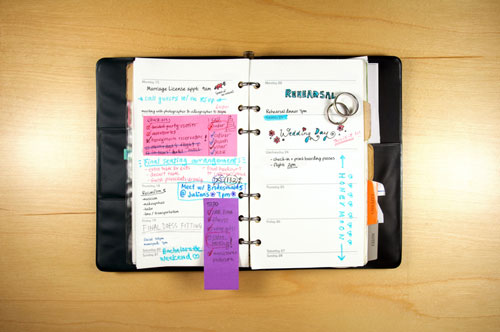 Planner open to wedding day
