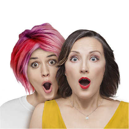 Two women looking very shocked
