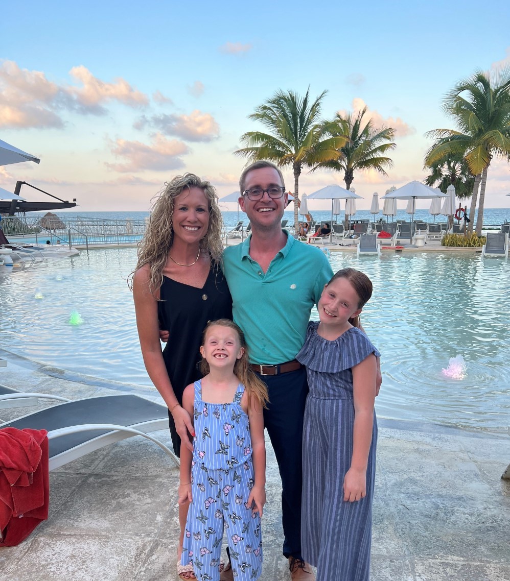 Justina and her family at the beach