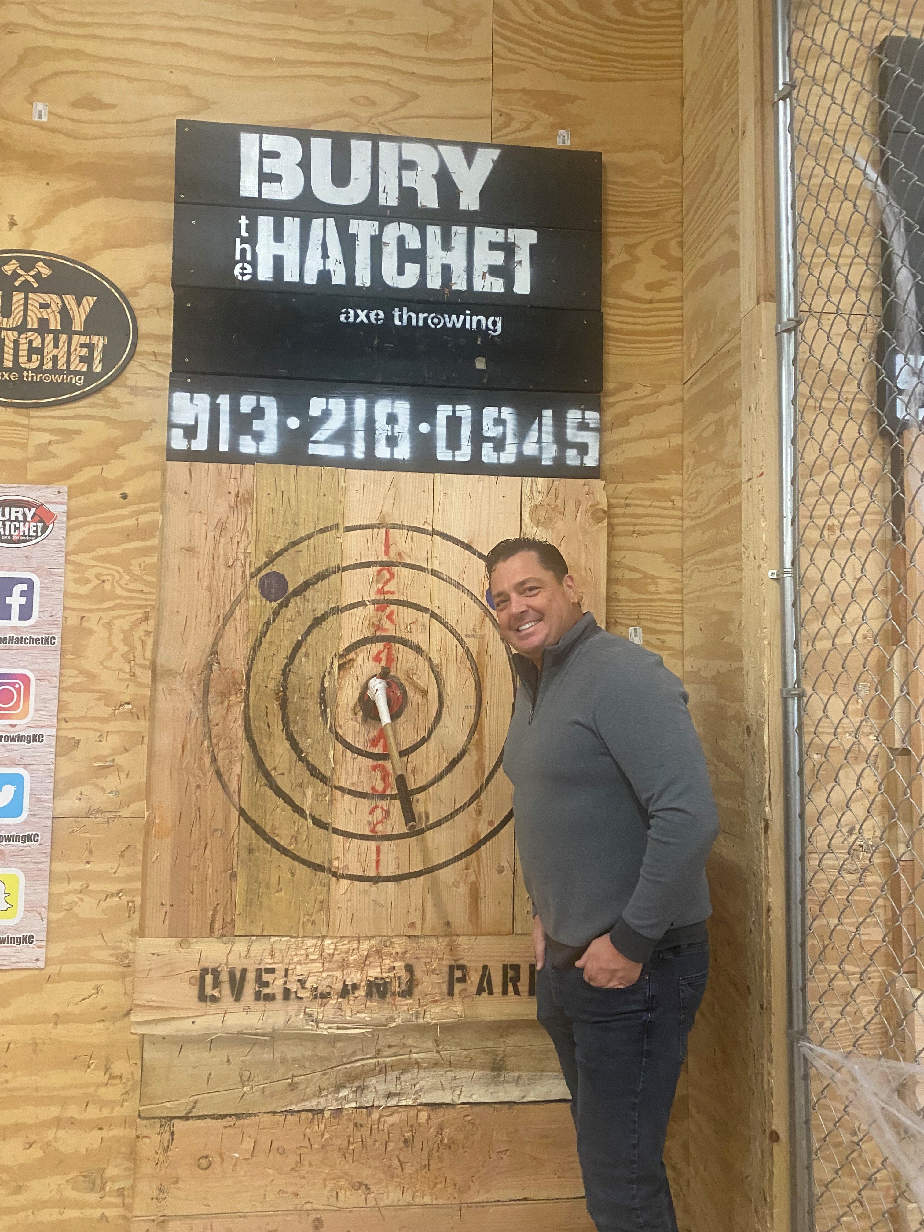 Matthew at axe throwing