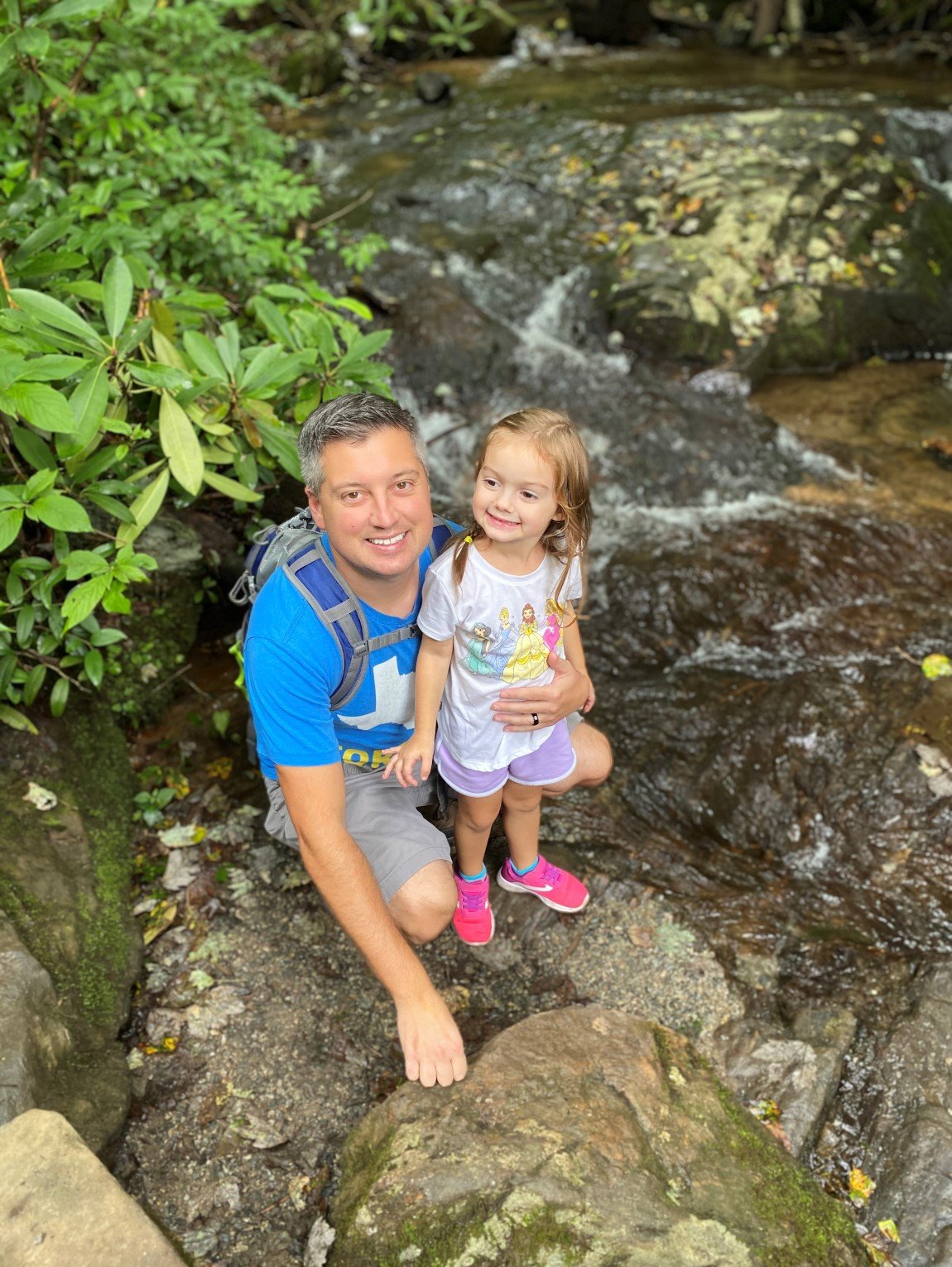 Noah and his daughter hiking