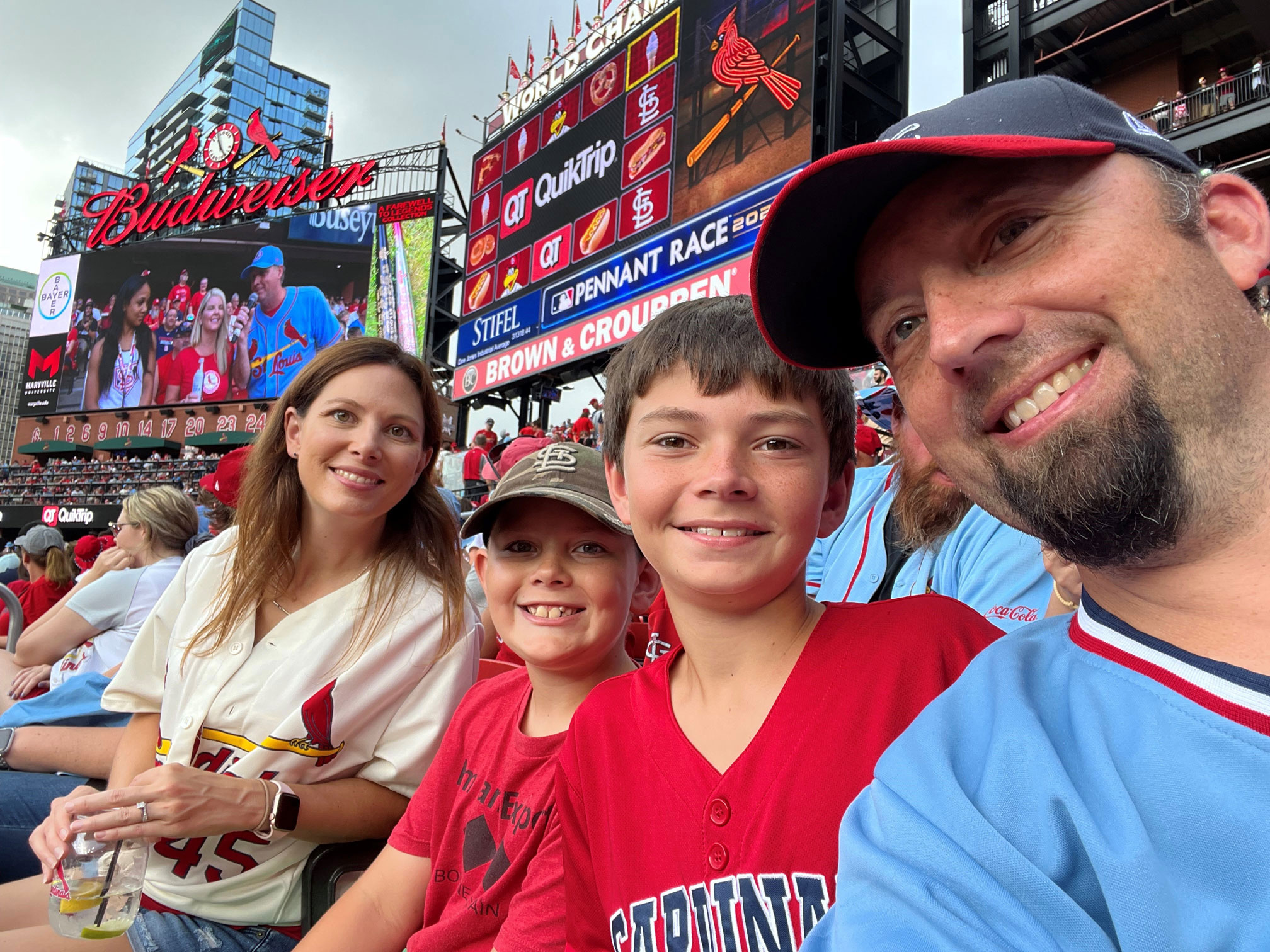 C.O. Scheffer and his family at a Cardinals game