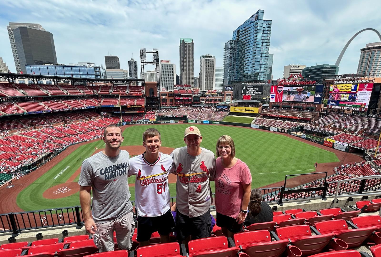 Kelli and her family at a STL Cardinal game
