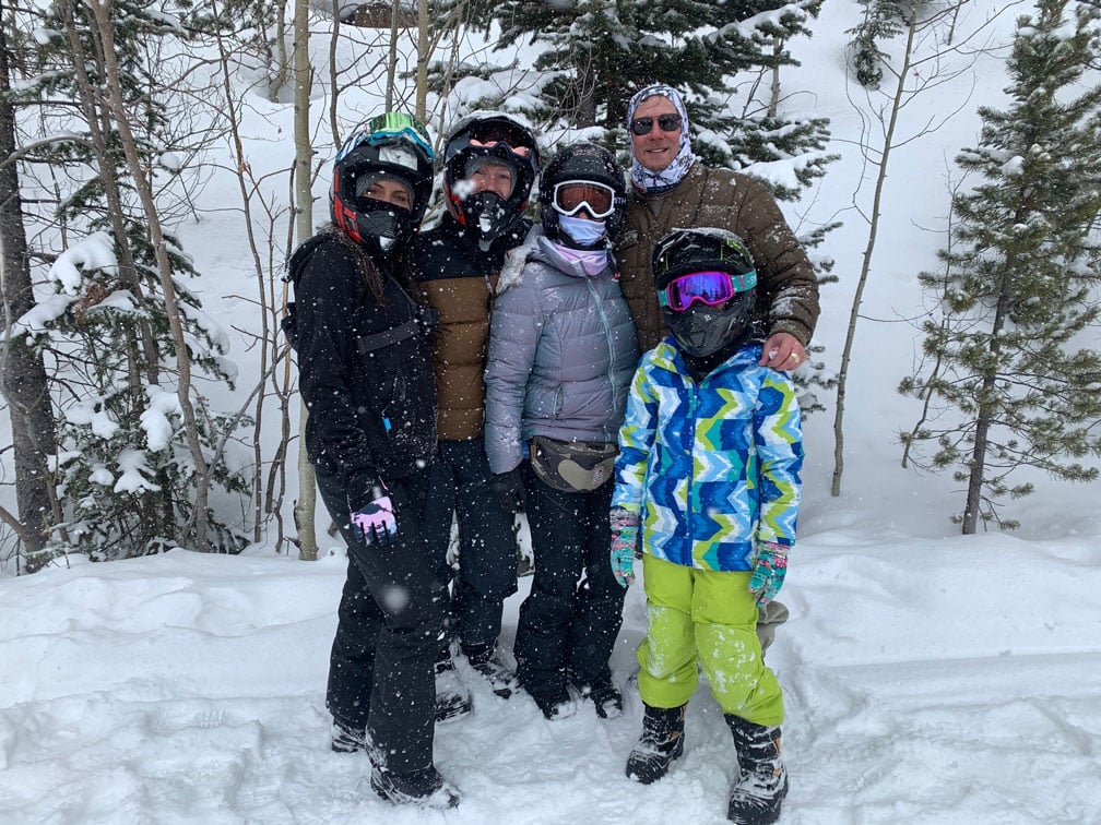 Ryan White's family all geared up in the snow