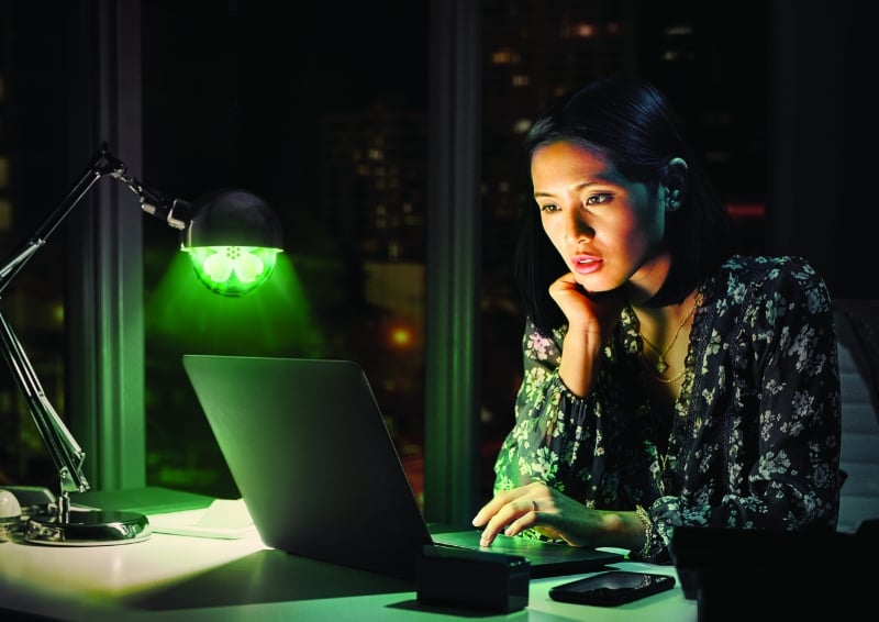 Woman looking at laptop