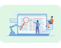 Illustration of robot arm and computer screen