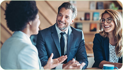 people meeting about investments