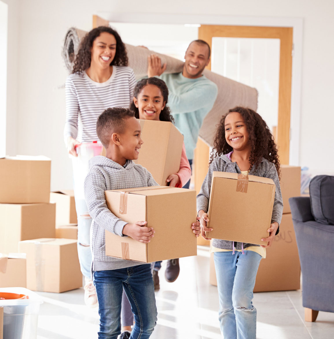 Family moving into a new house