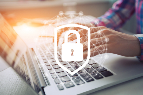 a padlock overlay on a laptop