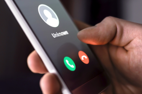 an unknown caller on a smartphone
