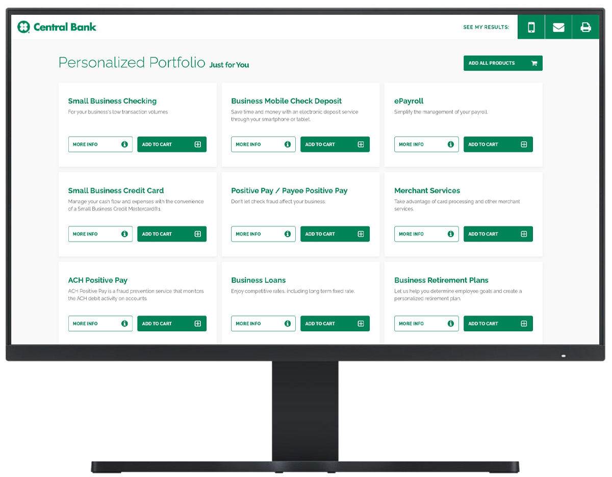 Monitor with business analyzer personalized portfolio screenshot