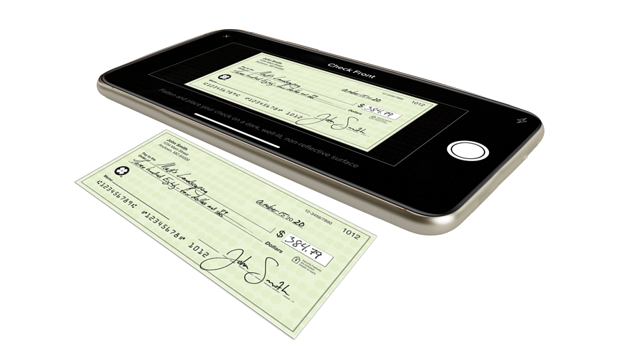 Mobile phone showing a check deposit in the mobile app