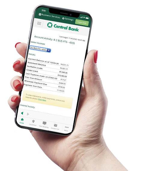 hand holding phone with mobile app open