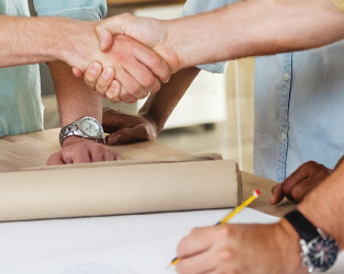 Shaking hands during a business deal