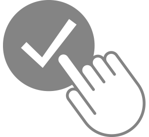 Hand clicking a check mark icon