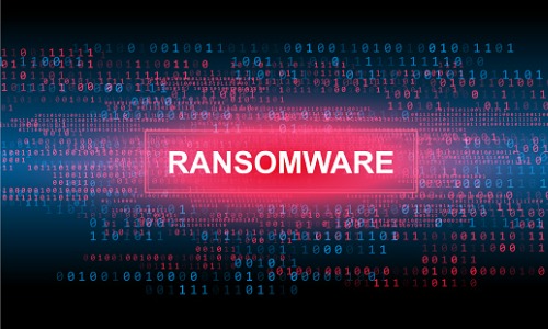 Ransomware illustration with technical background
