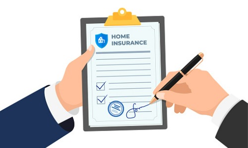 Contractor signing homeowners insurance policy