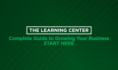 Text that reads “The Learning Center: Complete Guide to Growing your Business” 