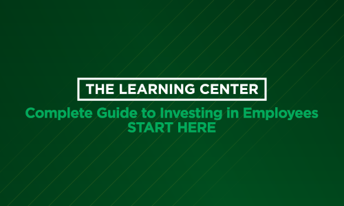 Text that reads “The Learning Center: Complete Guide to Investing in Employees”
