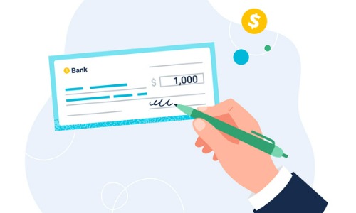 Illustration of writing a check