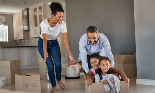 A family moving into a new home