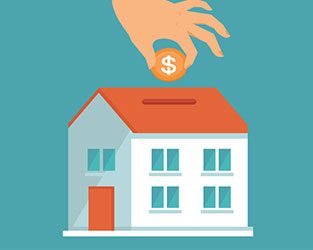 coin in piggy bank house